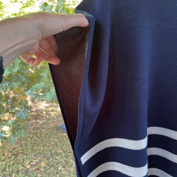 Loft Navy And White Striped Knit Poncho Size XS/S. NEW - Picture 6 of 9